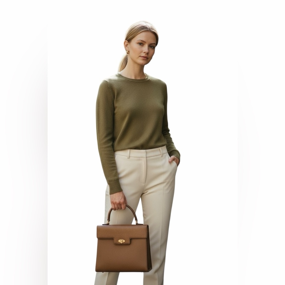Valentino Garavani Brown Leather Kelly Satchel Top Handle Bag Authenticated VTG